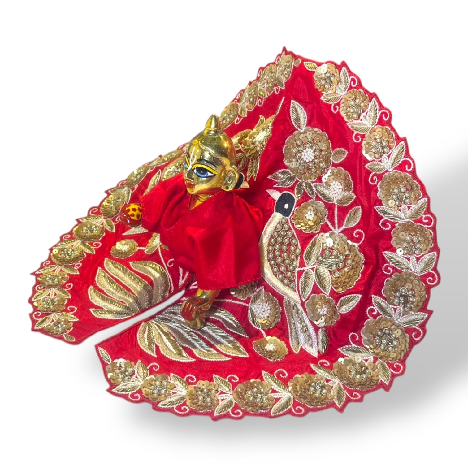 Red Hand Embroidered Laddu Gopal Dress