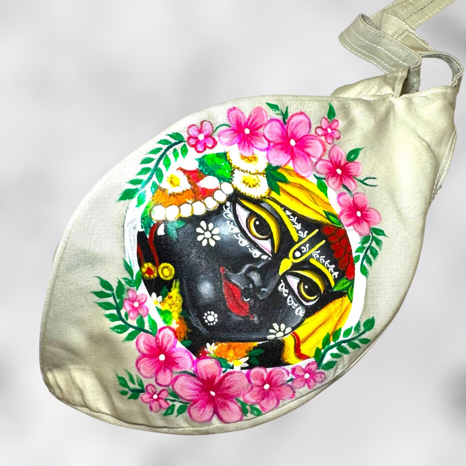 Hand Painted Krishna Bead Bag
