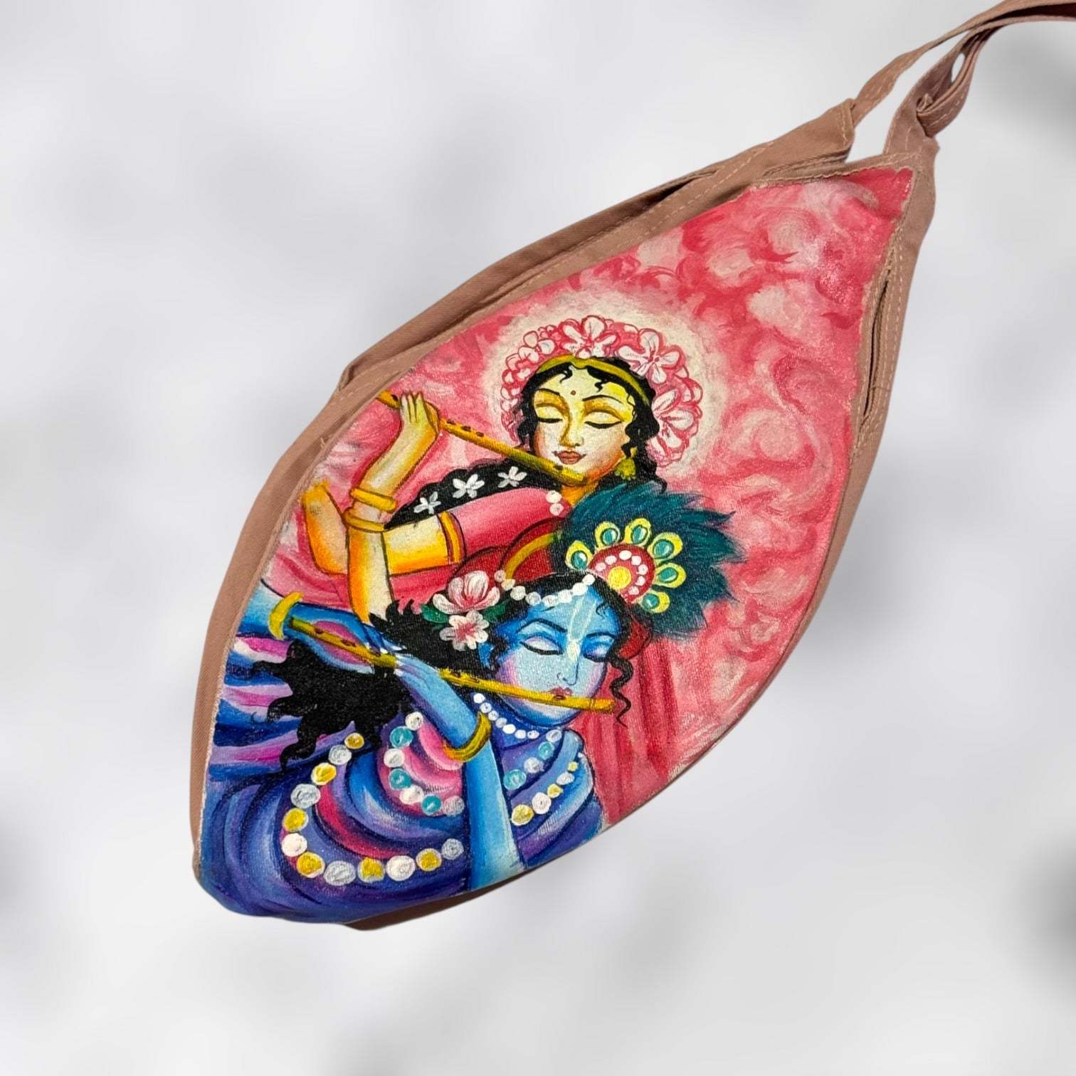 Hand Painted Radha Krishna Bead Bag