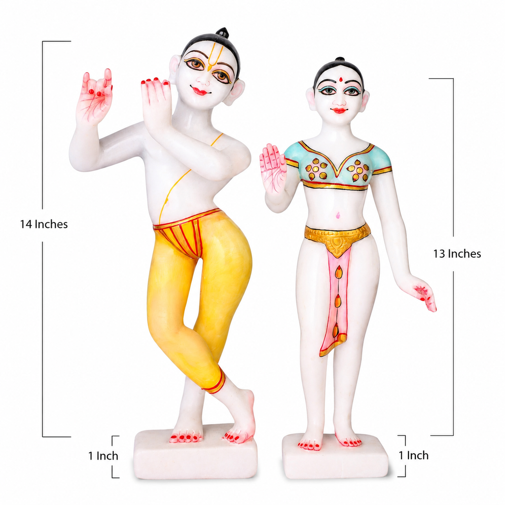 Makrana Marble Radha Krishna Statue – 15 Inch