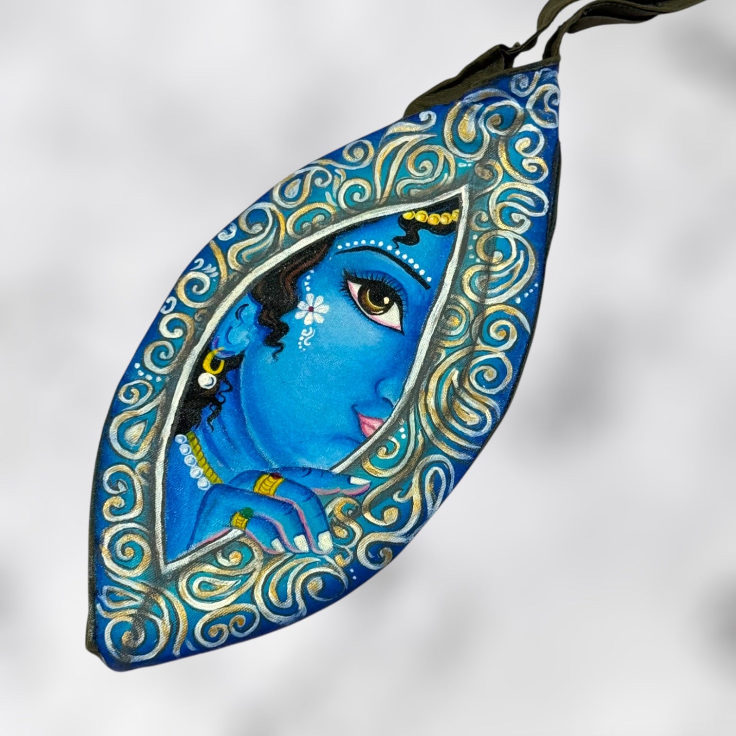 Hand Painted Krishna Bead Bag