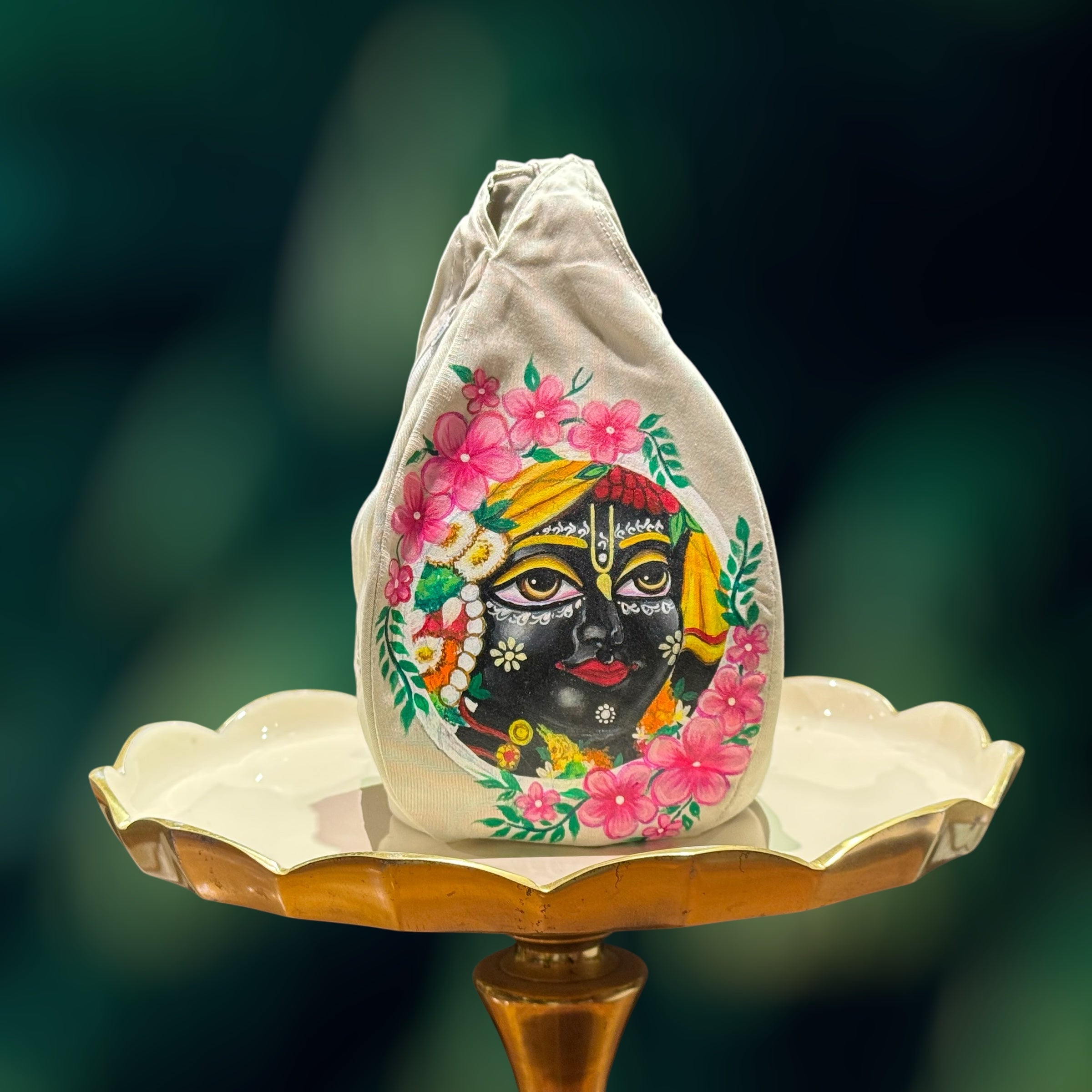 Hand Painted Krishna Bead Bag