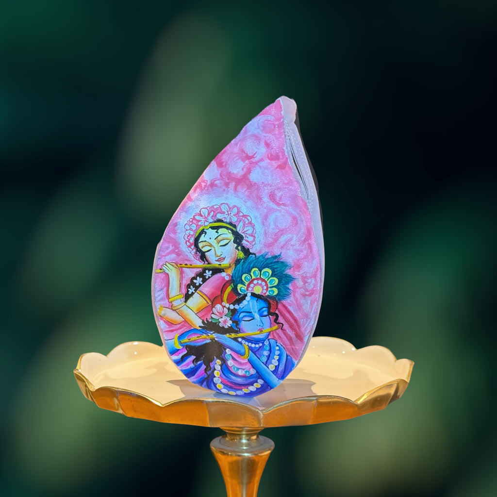 Hand Painted Radha Krishna Bead Bag