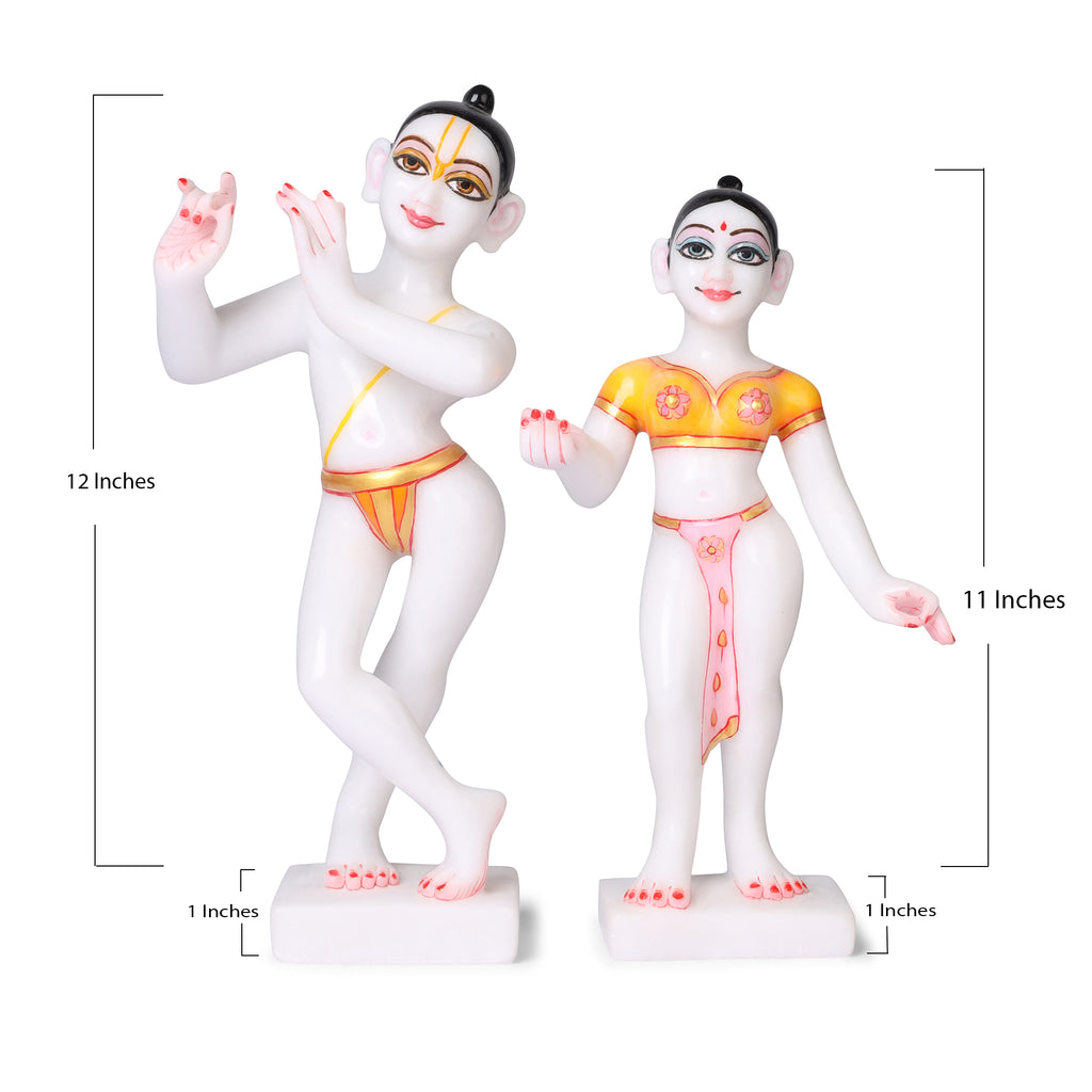 Makrana Marble Radha Krishna Statue – 12 Inch